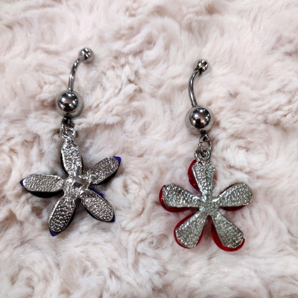 2 Belly Rings Beautiful Flower Superior Quality - Picture 3 of 5